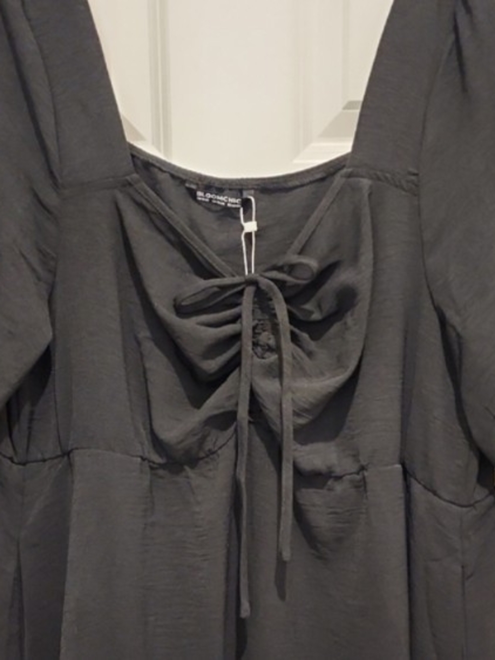 BloomChic Ruched Knotted Ruffle Pocket ColorBlock Maxi Dress - Picture 2 of 7
